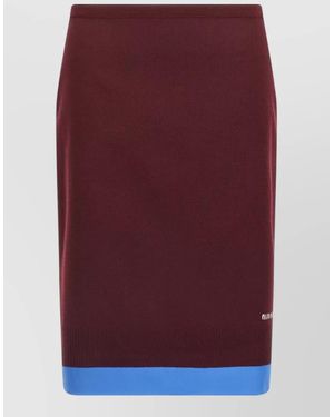 Miu Miu Wool Midi Skirt Double Layer Slit - Purple