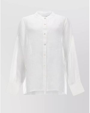 120% Lino Linen Shirt Long Sleeves Relaxed Fit - White