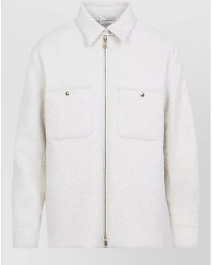 Moncler Cotton Blend Boucle Shirt Jacket - White