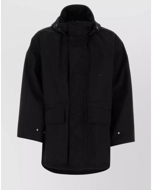 WOOYOUNGMI Nylon Hooded Windbreaker Jacket - Black