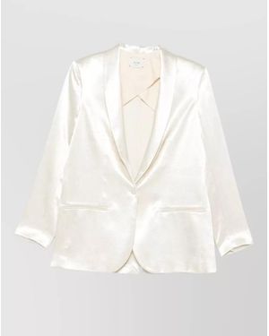 Alysi Single Breasted Blazer Jacket Satin Lapels - White