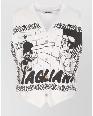 Magliano Cotton V-Neck Sleeveless Printed Vest - Gray