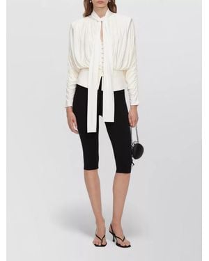 Self-Portrait Jersey Pussy Bow Blouse - White