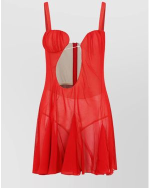 Nensi Dojaka Asymmetrical Panel Godet Mini Dress - Red