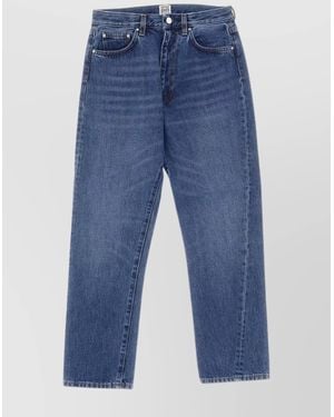 TOTEME Organic Cotton Denim Mid-Rise Straight-Leg Cropped Jeans - Blue