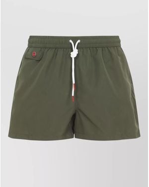 Kiton Swim Shorts Elastic Waistband Pocket - Green