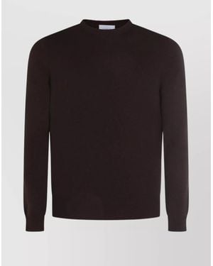 Malo Long Sleeve Ribbed Hem Crew Neck Sweater - Black