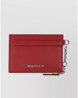 McQueen Leather Sling Card Holder - Red