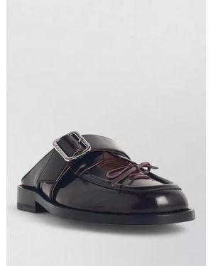 Marni Leather Buckle Sabots Round Toe Design - Blue