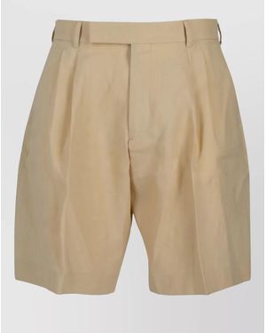 Paul Smith Tailored Shorts Pleats Belt Loops Pockets - Natural