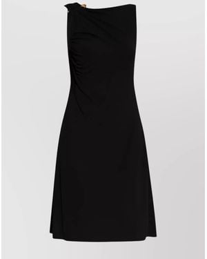 Versace One Shoulder Draped Dress Ruffle Detail - Black