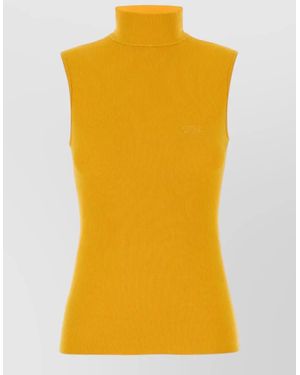 Loewe Ribbed Turtleneck Sleeveless Knit Top - Yellow