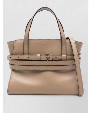 Moschino Tie Me Small Leather Tote Bag - Natural