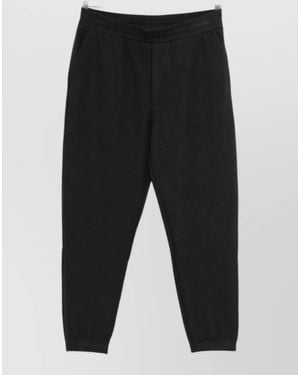 Emporio Armani Joggers Trousers Back Pockets Ribbed Cuffs - Black