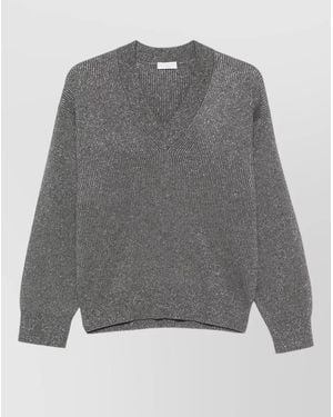 Brunello Cucinelli Cashmere V-Neck Sweatshirt - Gray