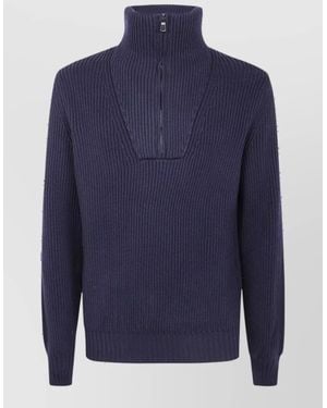 Filippo De Laurentis Virgin Wool Half Zip Jumper - Blue