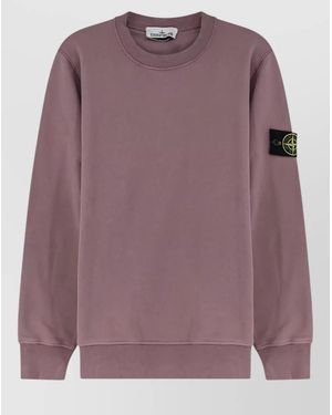 Stone Island Crew Neck Knitwear Long Sleeve Pullover - Purple