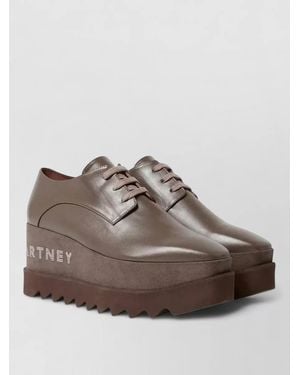 Stella McCartney Elyse Lace Up Logo Wedge Derbies - Brown