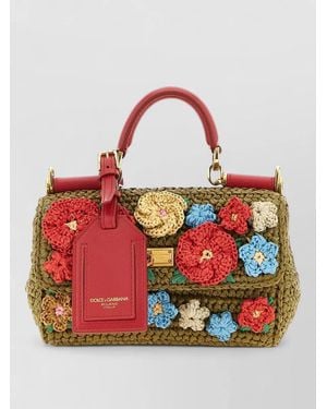 Dolce & Gabbana Sicily Mini Shoulder Bag Floral Crochet - Red