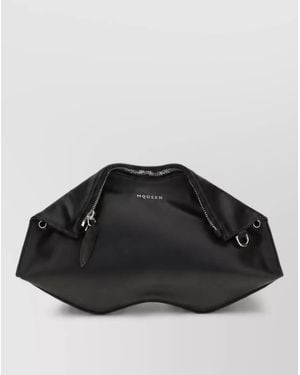 McQueen Calf Leather Clutch Bag - Black