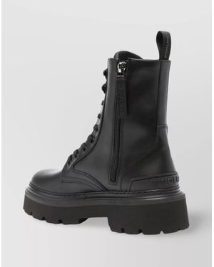 Woolrich Leather Ankle Boots Pull-Tab Heel - Black