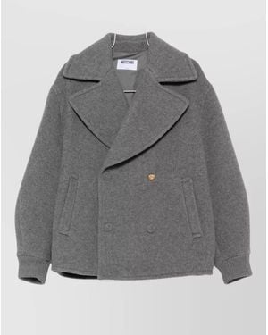 Moschino Double Breasted Wool Blend Casual Blazer - Grey