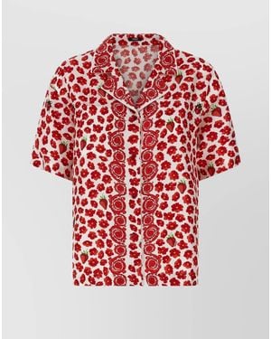 Versace Silk Strawberry Garden Shirt - Red