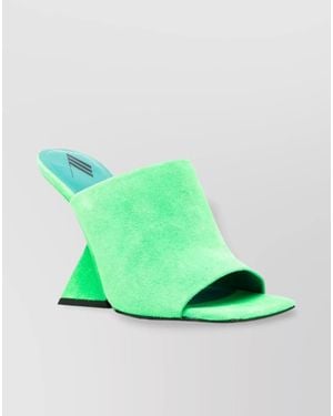 The Attico Suede Square-Toe Mules - Green