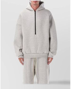 Fear Of God Cotton-Blend Relaxed-Fit Half-Zip Hoodie - Grey