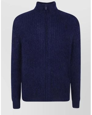 Aspesi Mohair Wool Zip Up Sweater - Blue