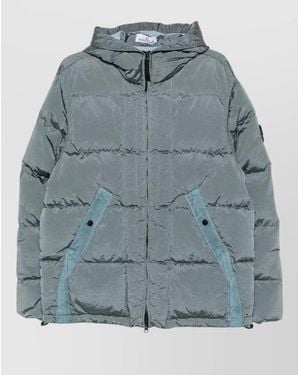 Stone Island Down Hooded Puffer Jacket - Blue