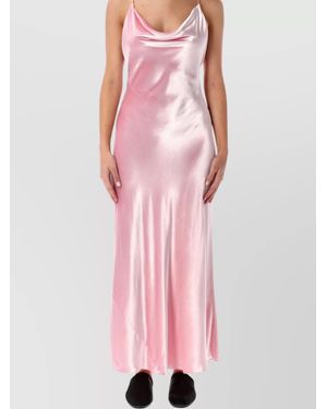 Alberta Ferretti Soft Cowl Neck Long Velvet Gown - Pink