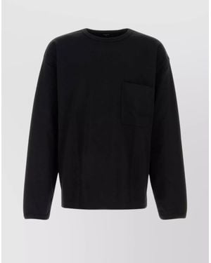 Lemaire Oversized Cotton T-Shirt Long Sleeves - Black