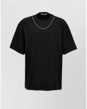 Ambush Necklace Beaded Crew Neck T-Shirt - Black