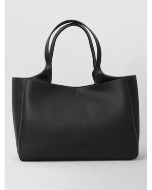 Tod's Medium Leather Tote Bag Top Handles - Black