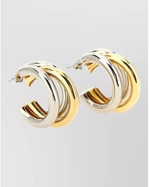 Rabanne Dual Tone Polished Triple Hoop Earrings - Metallic