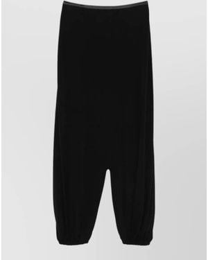 Emporio Armani Jersey Wide Leg Shorts Elasticated Waist - Black