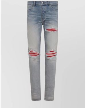 Amiri Mx1 Slim Fit Jeans With Distressed Accents - Blue