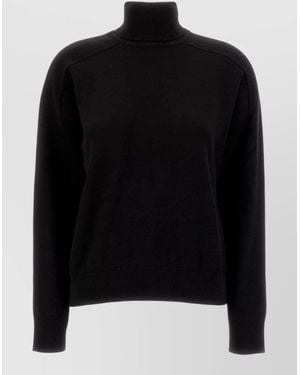 ARMARIUM Dimitri Cashmere Turtleneck Jumper Ribbed Trims - Black