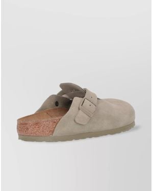 Birkenstock Buckle Cork Suede Mules - Brown