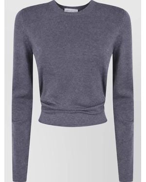 Semicouture Round Neck Cutout Back Sweatshirt - Blue