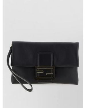 Fendi Mamma Baguette Nappa Leather Clutch Bag - Black