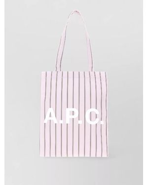 A.P.C. Striped Cotton Tote Bag - Pink