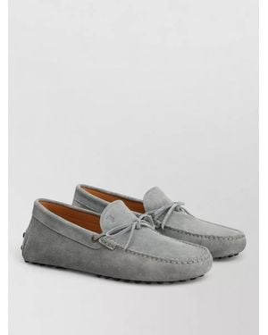 Tod's Loafers Suede Bow Detail Round Toe - Grey