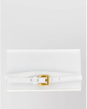 Balmain Leather Chain Wallet On Chain - White