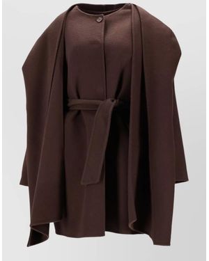 P.A.R.O.S.H. Hooded Draped Jacket Belted Waist - Brown