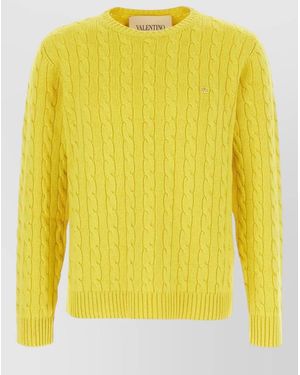 Valentino Cable-Knit Cashmere Crew-Neck Jumper - Yellow