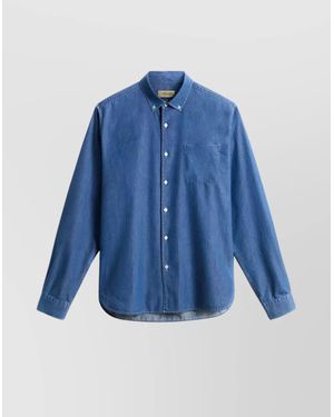 Woolrich Collared Shirt With Long Sleeves And Pocket - Blue