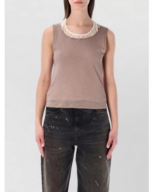 Our Legacy Lace Trim Round Neck Fitted Tank Top - Blue