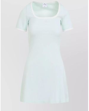 Courreges Stylish Dress With Scoop Neckline And Short Sleeves - White
